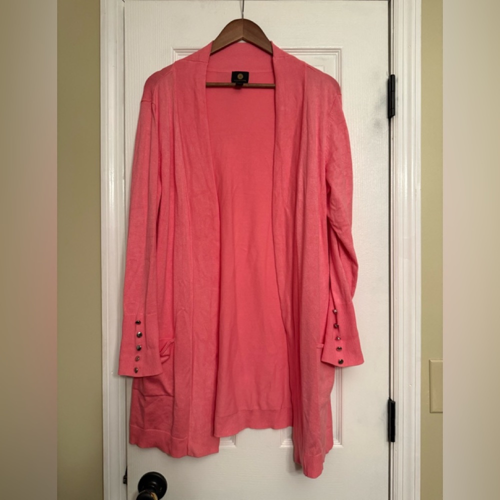 New Women's Pink Cardigan Sweater large JM Collection Anthropologie $78